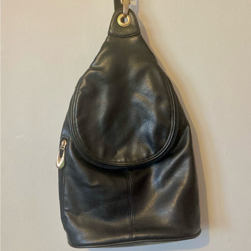 Elegant Black Leather Sling Bag